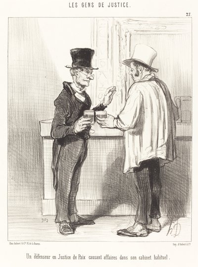 Obrońca... rozmawiający... w swoim zwykłym biurze autorstwa Honoré Daumier
