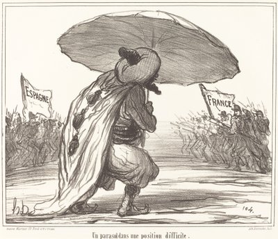 Parasol w trudnej sytuacji autorstwa Honoré Daumier