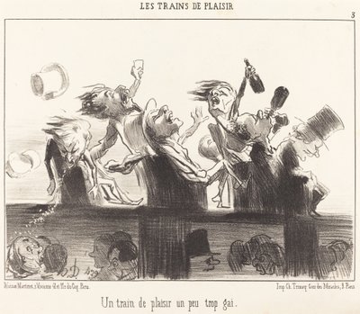 Pociąg przyjemności, który jest trochę zbyt wesoły autorstwa Honoré Daumier