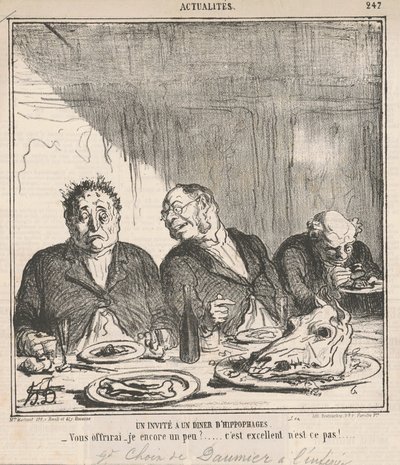 Gość na obiedzie koniożerców: Czy mam ci zaoferować trochę więcej? To świetnie, prawda? autorstwa Honoré Daumier
