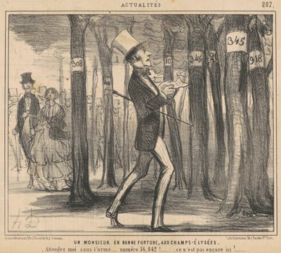 Dżentelmen na szczęście na Polach Elizejskich autorstwa Honoré Daumier