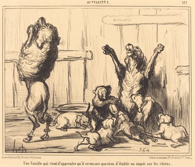 Rodzina, która właśnie się nauczyła... Podatek od psa autorstwa Honoré Daumier