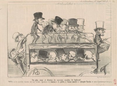 Widok ... i elewacja ... omnibusów bulwaru ... autorstwa Honoré Daumier