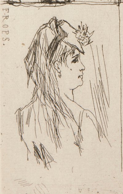 a. Głowa starego człowieka autorstwa Daumiera (u góry po lewej); b. Chez Charles Beriot autorstwa Taiee (u góry pośrodku); c. Głowa młodej kobiety z Rops (u góry po prawej); d. Krajobraz rzeczny wg Harpignies (dolny środek); mi. Profil młodej kobiety autorstwa Honoré Daumier