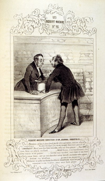 ilustracje o ideach i legendach Philipon pod tytułem Les Cent i Robert Macaire autorstwa Honoré Daumier