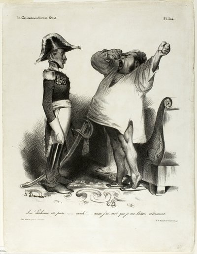 "Sire! Lizbona została zdobyta. - aaaah!!.. i śniło mi się, że walczyłem dzielnie!", płyta 304 autorstwa Honoré Victorin Daumier