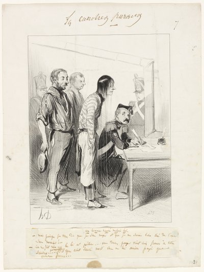 Człowiek uratowany wbrew swojej woli, płyta siódma z Les Canotiers Parisiens autorstwa Honoré Victorin Daumier