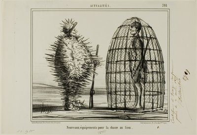 Nowy strój na polowanie na lwy, płyta 395 z Actualités autorstwa Honoré Victorin Daumier