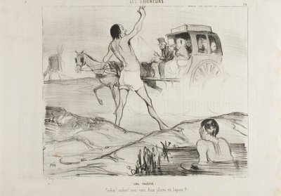 Praktyczny żart. "Kierowco! Kierowco! Czy masz jeszcze dwa miejsca w sekcji dla królików", płyta 24 z Les Baigneurs autorstwa Honoré Victorin Daumier