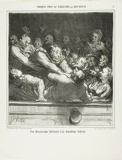Argument literacki na drugim poziomie, płyta 3 z Croquis Pris Au Théatre par Daumier autorstwa Honoré Victorin Daumier