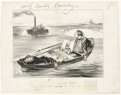 Nieprzyjemne spotkanie, płyta szesnasta z Les Canotiers Parisiens autorstwa Honoré Victorin Daumier