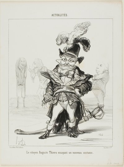Obywatel Thiers przymierzający nowy kostium, płyta 114 z Actualités autorstwa Honoré Victorin Daumier