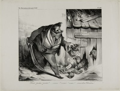 Come Here Little Chick, Chick..... Pisklę... Pisklę, chodź małe indyki, płyta 442 autorstwa Honoré Victorin Daumier