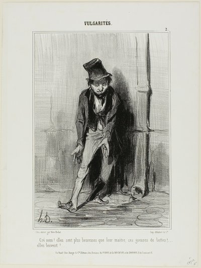 "Cholera! Są szczęśliwsi niż ich mistrzowie.... te suki w butach... piją!", płyta 2 z Vulgarités autorstwa Honoré Victorin Daumier