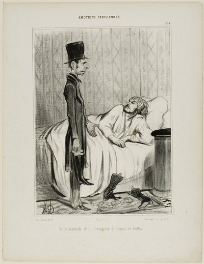 Poranna wizyta wierzyciela w sprawie butów, płyta 4 z Émotions Parisiennes autorstwa Honoré Victorin Daumier