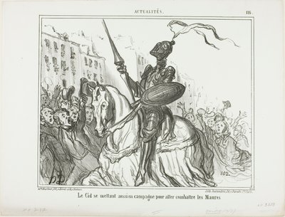 El Cid również wychodzi na pole, aby walczyć z Maurami, płyta 116 z Actualités autorstwa Honoré Victorin Daumier