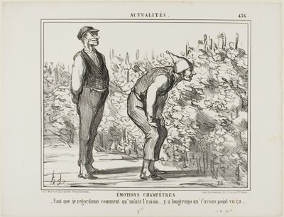 Emocje ze wsi. "- Muszę zobaczyć, jak rośnie wino... nigdy wcześniej tego nie widziałem...", płyta 436 z Actualités autorstwa Honoré Victorin Daumier