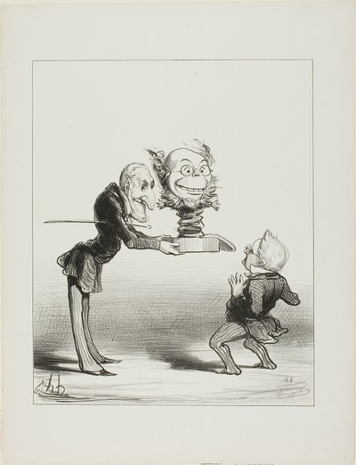 Ojciec Molé przynoszący prezenty noworoczne małemu Thiersowi, płyta 62 z Actualités autorstwa Honoré Victorin Daumier