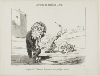 Zwolennicy pana Cobdena, wykonujący swoje pokojowe funkcje, płyta 5 z Souvenirs Du Congres De La Paix autorstwa Honoré Victorin Daumier