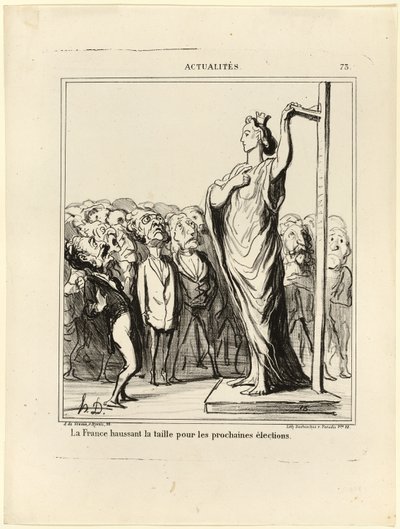 Francja przygotowuje się do tego, by jej kandydaci zdali egzamin zgodnie ze standardami, płyta 73 z Actualités autorstwa Honoré Victorin Daumier