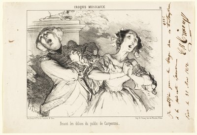 Dając publiczności rozkosz Carpentras, płyta 16 z Croquis Musicaux autorstwa Honoré Victorin Daumier