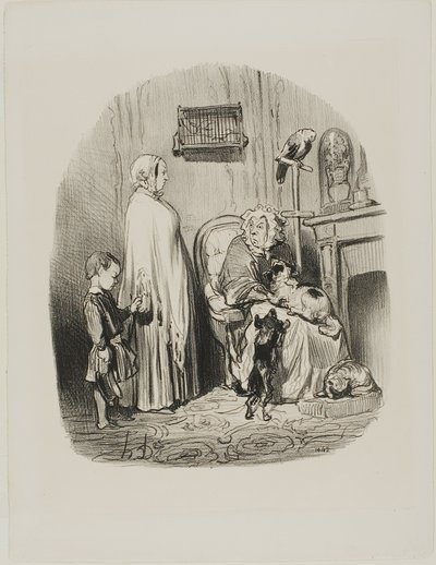 "Nie wynajmuję osobom z dziećmi", tabliczka 14 od Locataires Et Propriétaires autorstwa Honoré Victorin Daumier