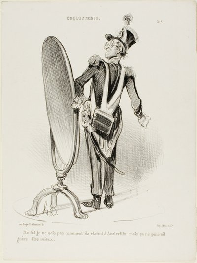 "Rzeczywiście, nie wiem, jak wyglądali pod Austerlitz, ale nie mogli wyglądać lepiej", płyta 7 z Coquetterie autorstwa Honoré Victorin Daumier