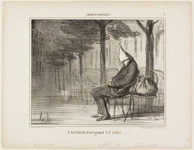 Szukam noclegu ósmego lipca, płyta 5 od Croquis Parisiens autorstwa Honoré Victorin Daumier