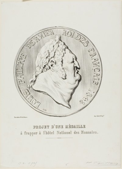 Ludwik Filip, ostatni król Francji 1848. Projekt medalu produkowanego przez Mennicę Państwową autorstwa Honoré Victorin Daumier