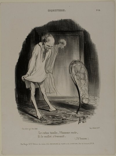 Bawełniana suknia opada, człowiek pozostaje, a cielę zanika (J.B. Rousseau), płyta 10 z Coquetterie autorstwa Honoré Victorin Daumier