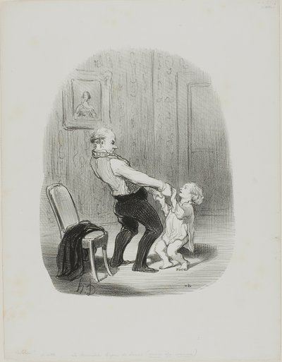 The First Dance Lession, od Les Papas autorstwa Honoré Victorin Daumier