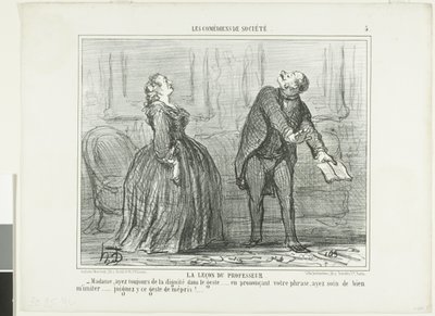 Lekcja profesora, płyta piąta z Les Comédiens de Société autorstwa Honoré Victorin Daumier