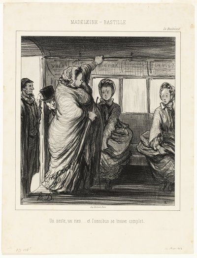 Linia autobusowa Madeleine-Bastille. Drobiazg, nic... i autobus jest pełny autorstwa Honoré Victorin Daumier