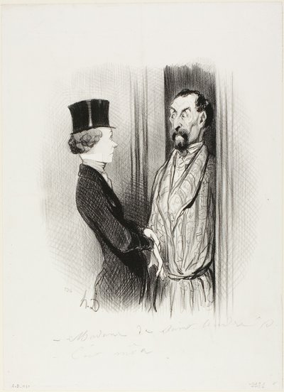 Rendez-Vous. "Madame Eudoxie Blancminet - To ja, Monsieur... co mogę dla pana zrobić", płyta 44 z Les Beaux Jours De La Vie. autorstwa Honoré Victorin Daumier