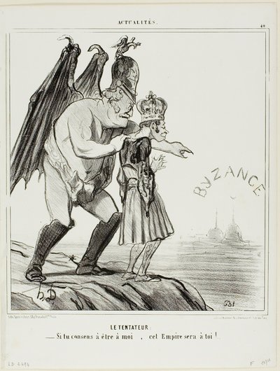 Kusiciel. "- Jeśli zgodzisz się należeć do mnie... to imperium będzie twoje", płyta 40 z Actualités autorstwa Honoré Victorin Daumier