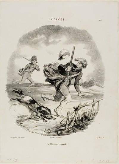 Upolowany myśliwy, płyta 4 z La Chasse autorstwa Honoré Victorin Daumier
