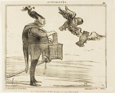 Dwóch Wielkich Książąt wyrusza do Sewastopola, płyta 166 z Actualités autorstwa Honoré Victorin Daumier