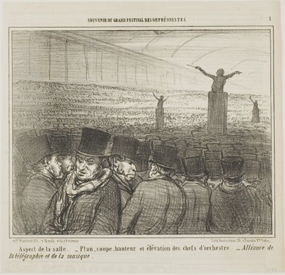Widok na Wielką Salę, plansza 1 z Souvenirdu Grand Festival des Orphéonistes autorstwa Honoré Victorin Daumier
