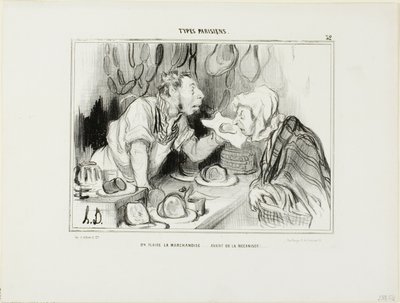 "Wąchasz towar... zanim go kupisz", płyta 32 z Types Parisiens autorstwa Honoré Victorin Daumier
