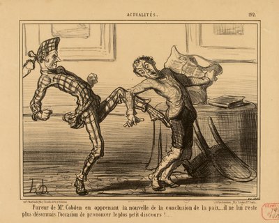 Aktualności nr 192: Wściekłość pana Cobdena na wieść o zawarciu pokoju... autorstwa Honoré Daumier