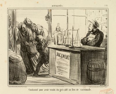 Aktualności nr 252: Skazany za sprzedaż zmielonego piaskowca zamiast brązowego cukru. autorstwa Honoré Daumier