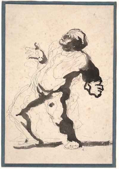 Aktor (pióro i tusz oraz pranie na papierze) autorstwa Honoré Daumier