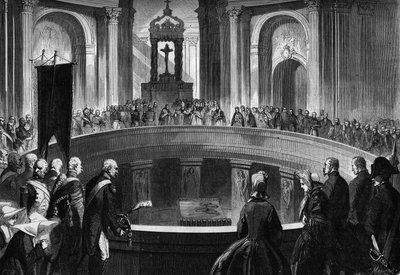 Rocznica śmierci Napoleona 1, 5 maja 1863: msza żałobna odprawiona u Inwalidów w Paryżu w obecności byłych żołnierzy armii napoleońskiej. Grawer w „Le Monde Illustre” nr 318 z 16 maja 1863 r. autorstwa Honoré Daumier