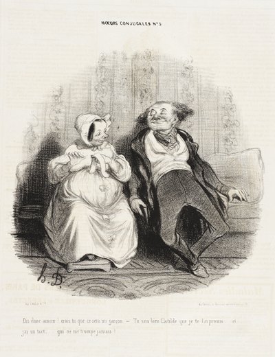 Powiedz, kochanie! Myślisz, że to będzie chłopiec? autorstwa Honoré Daumier