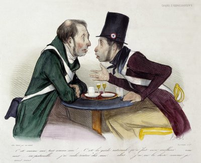 Dyskusja o bistro między gwardią narodową - autor Daumier autorstwa Honoré Daumier