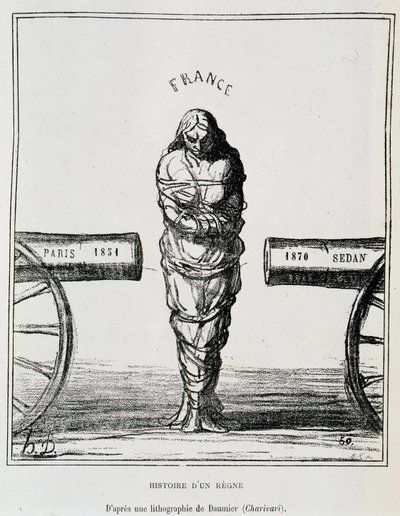 Historia Regne: Francja w ruchu kleszczowym między Paryżem 1851 a Sedanem 1870 - litografia Honore Daumier opublikowana w „Le Charivari”, sd. około 1871 autorstwa Honoré Daumier