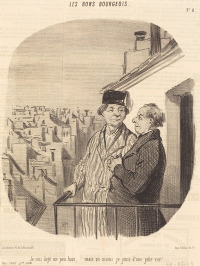 Mieszkam trochę wysoko... ale... cieszę się pięknym widokiem! autorstwa Honoré Daumier
