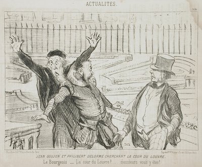 Jean Goujon i Philibert Delorme szukający dziedzińca Luwru autorstwa Honoré Daumier