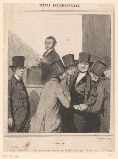 Karykatura dwóch kandydatów po ogłoszeniu wyników wyborów autorstwa Honoré Daumier