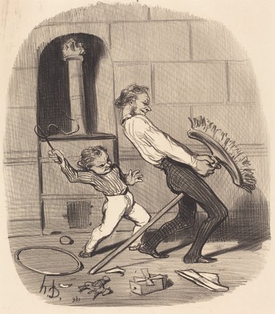 Lekcja jazdy konnej, liceum autorstwa Honoré Daumier